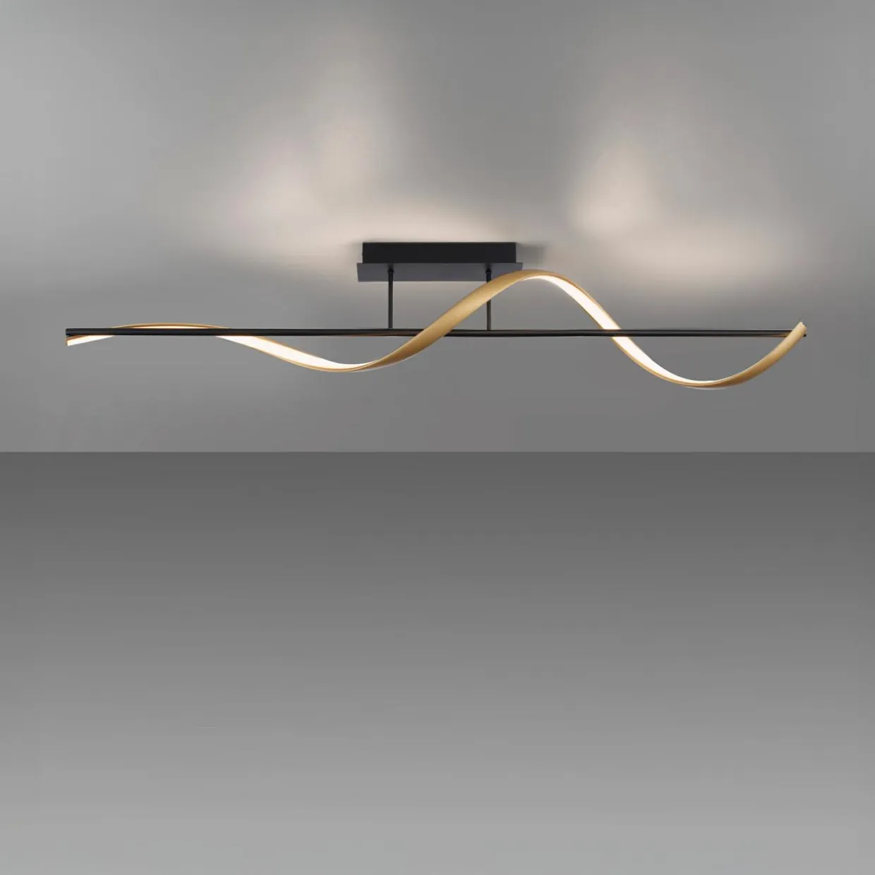 Lampa sufitowa LED Wi-Fi czarno-złota Q-SWING z pilotem