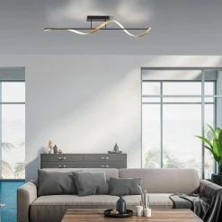 Lampa sufitowa LED Wi-Fi czarno-złota Q-SWING z pilotem