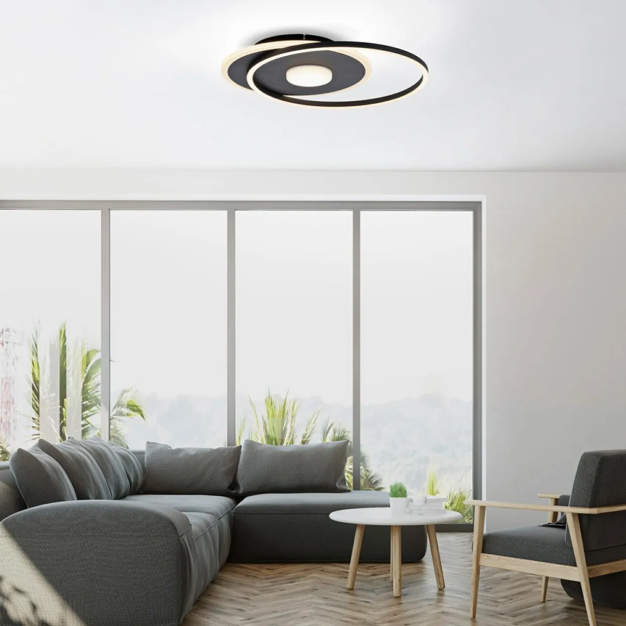 Lampa sufitowa LED z obramowaniem okrągła czarna DOMINO