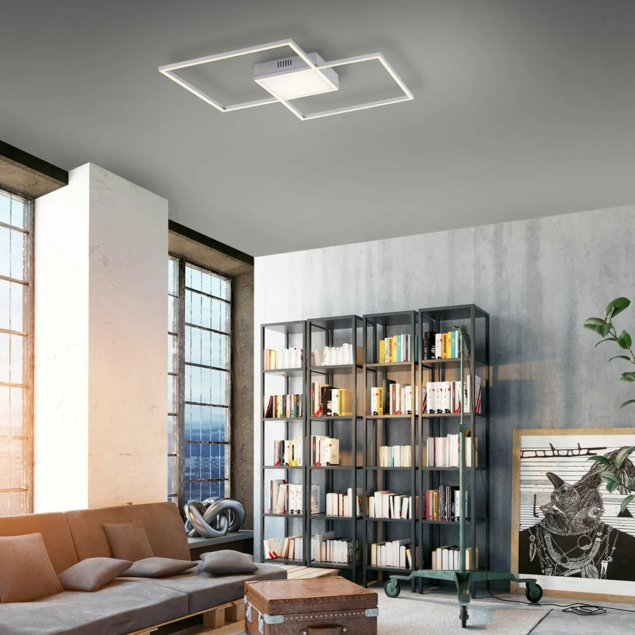 Lampa sufitowa LED z pilotem srebrna ASMIN