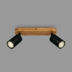 Lampa sufitowa listwa drewniana podstawa czarna VINTAGE II