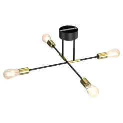 Lampa sufitowa loftowa czarno-złota FLAME