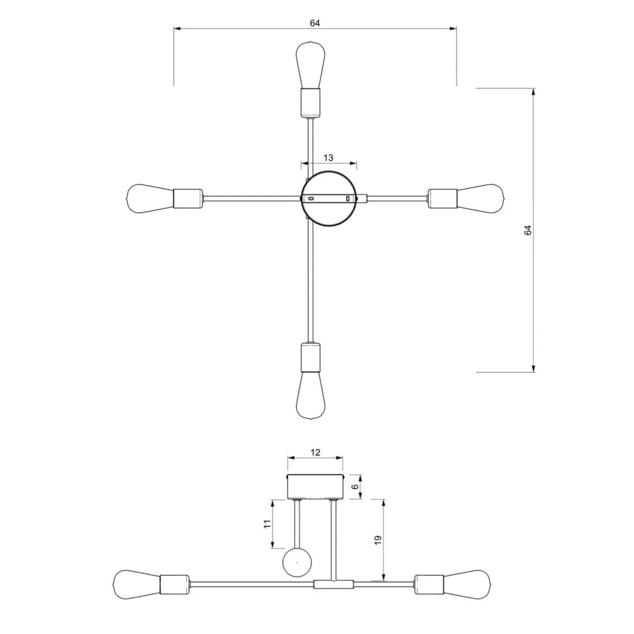 Lampa sufitowa loftowa czarno-złota FLAME