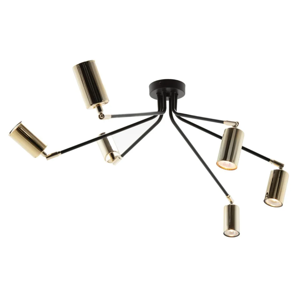 Lampa sufitowa loftowa 6-punktowa czarno-złota ORBIT
