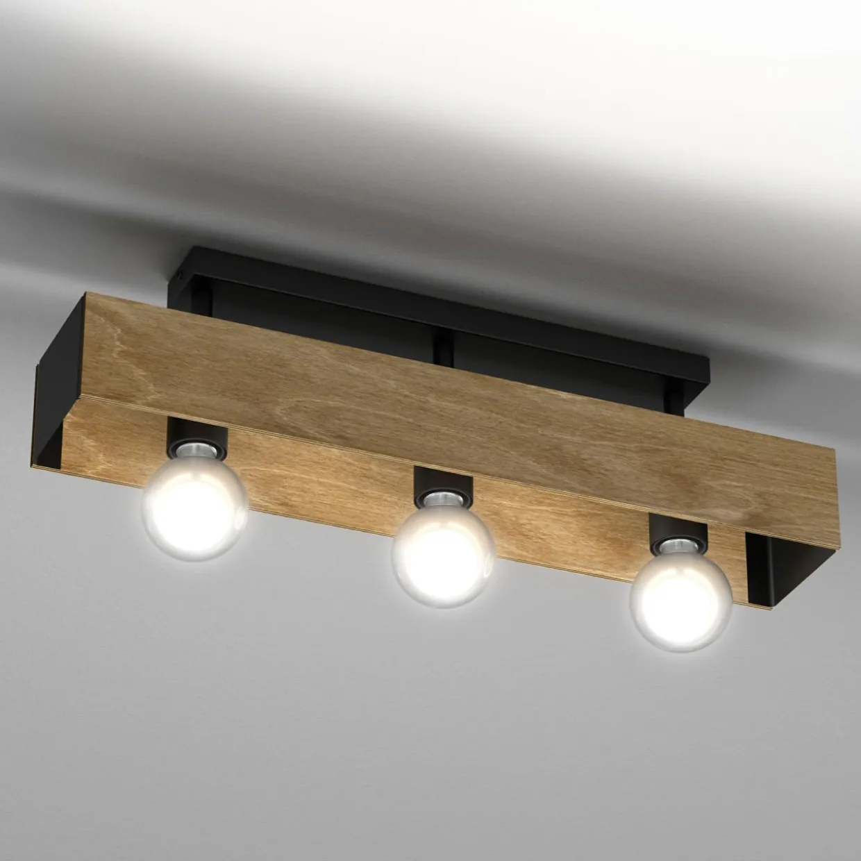 Lampa sufitowa rustykalna drewniana MILUZA III