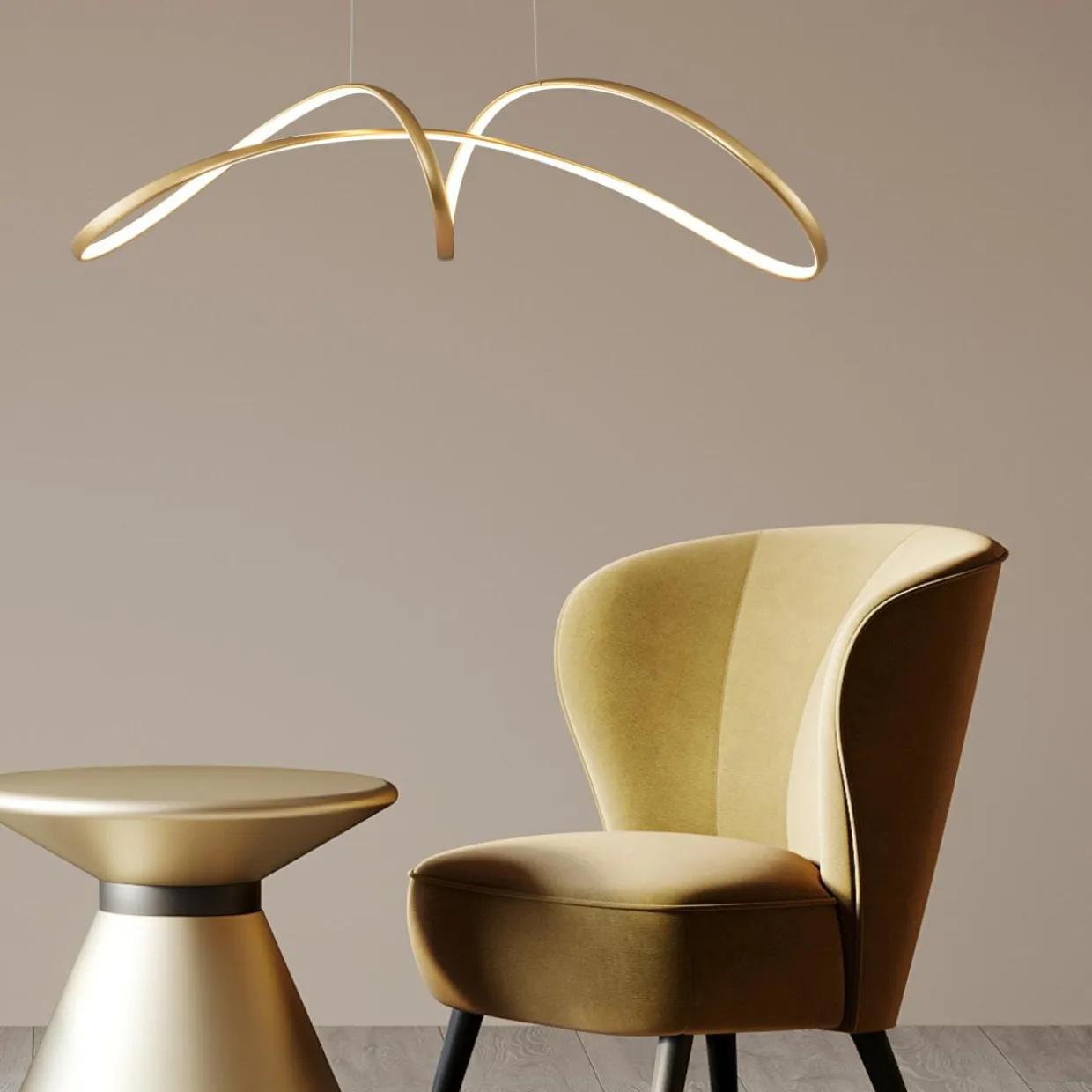Lampa wiszaca LED złota FERMI