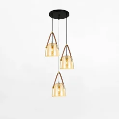 Lampa wisząca 3 klosze bursztynowa SOLTA