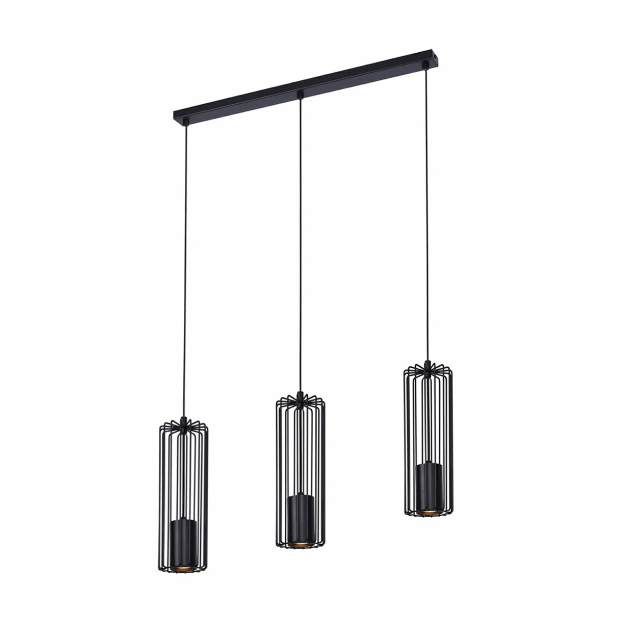 Lampa wisząca 3 klosze listwa czarna FALCON