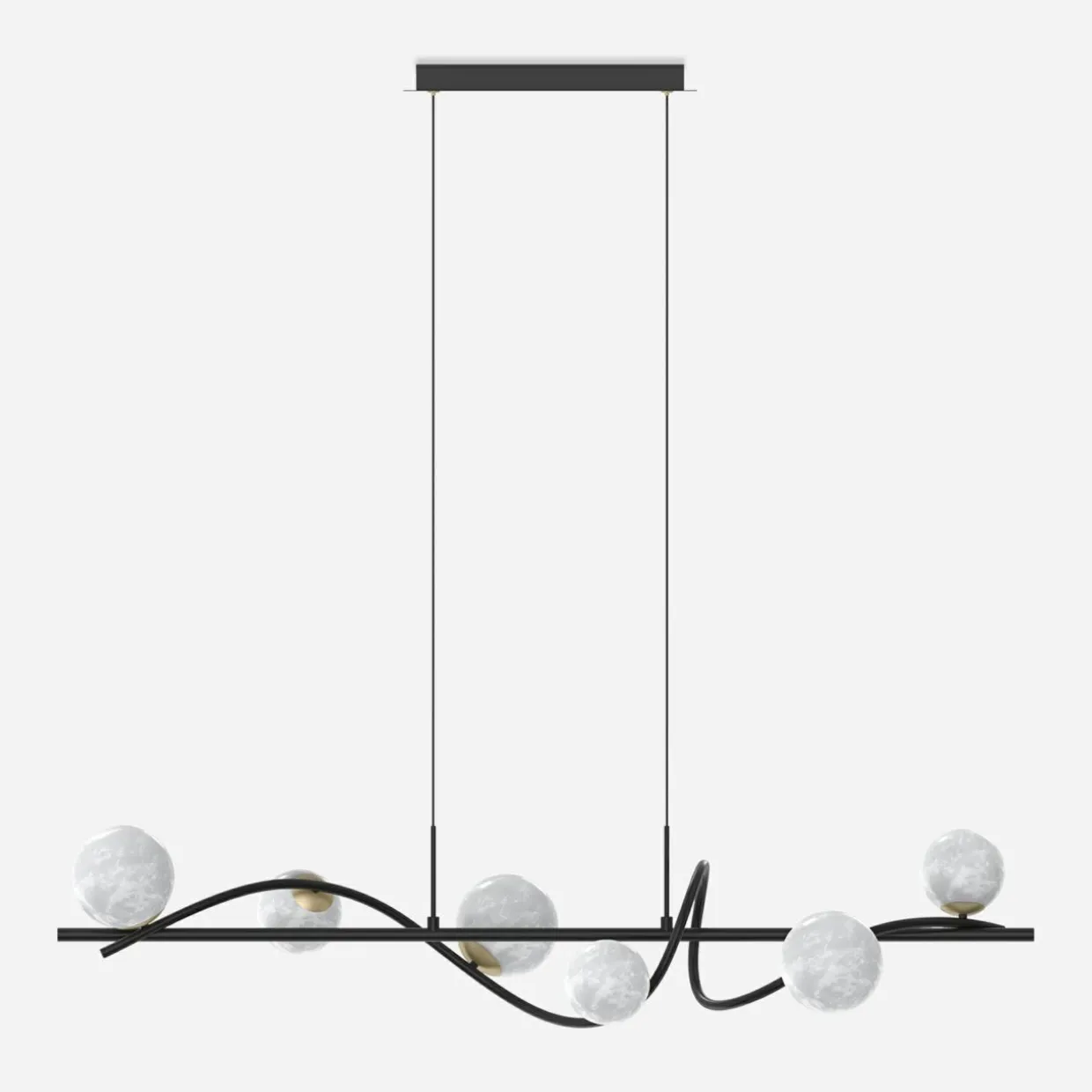 Lampa wisząca 6 kloszy kule czarno-złota NISYRO