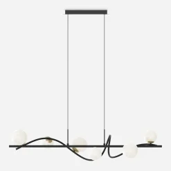 Lampa wisząca 6 kloszy kule czarno-złota NISYRO