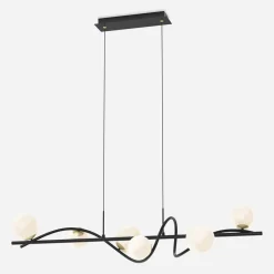 Lampa wisząca 6 kloszy kule czarno-złota NISYRO