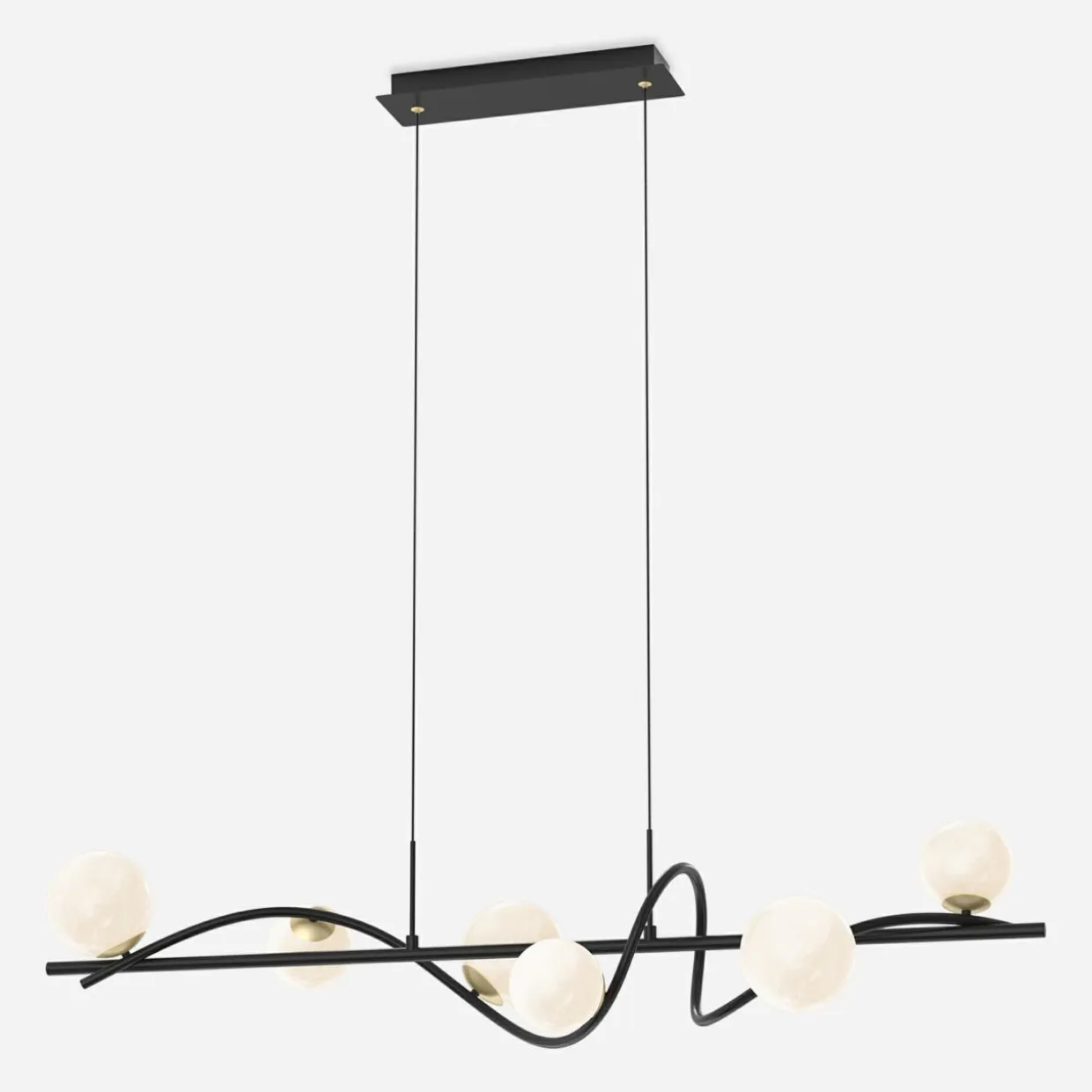 Lampa wisząca 6 kloszy kule czarno-złota NISYRO