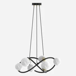 Lampa wisząca 8 kloszy kule czarno-złota NISYRO
