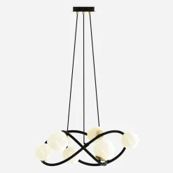 Lampa wisząca 8 kloszy kule czarno-złota NISYRO