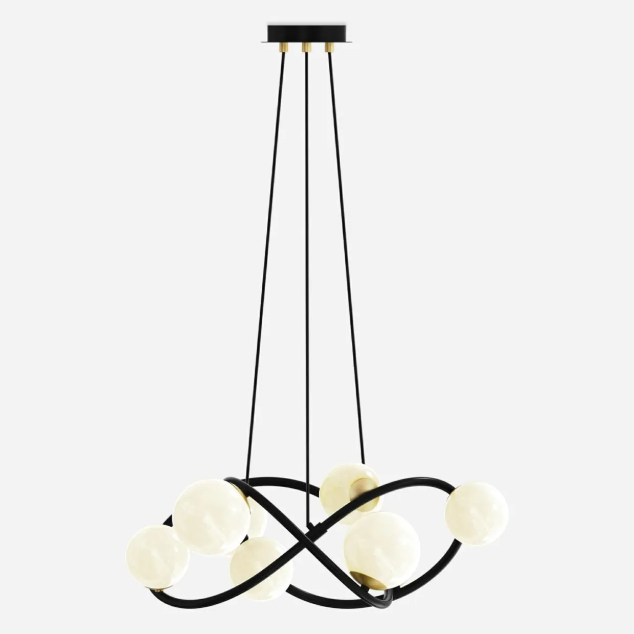 Lampa wisząca 8 kloszy kule czarno-złota NISYRO