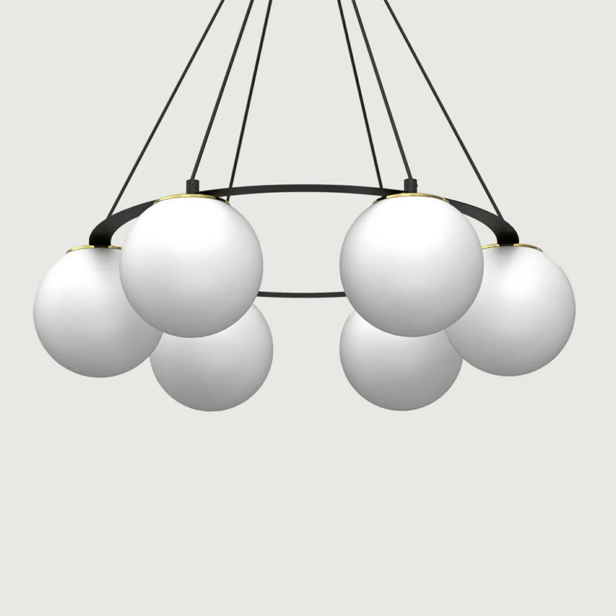 Lampa wisząca 6 kloszy kule czarno-złota BALLO VI