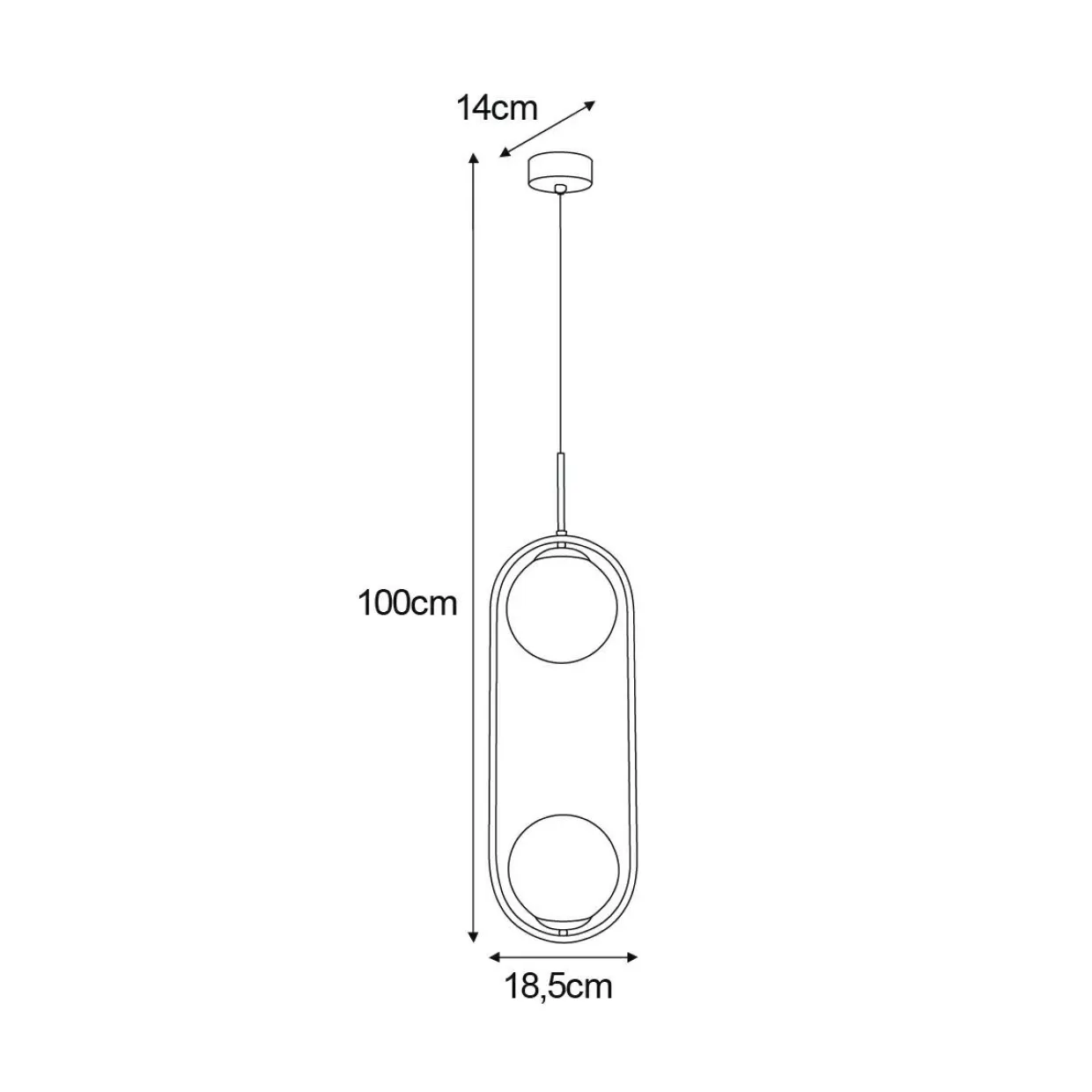 Lampa wisząca 2 kule czarna DAVOS