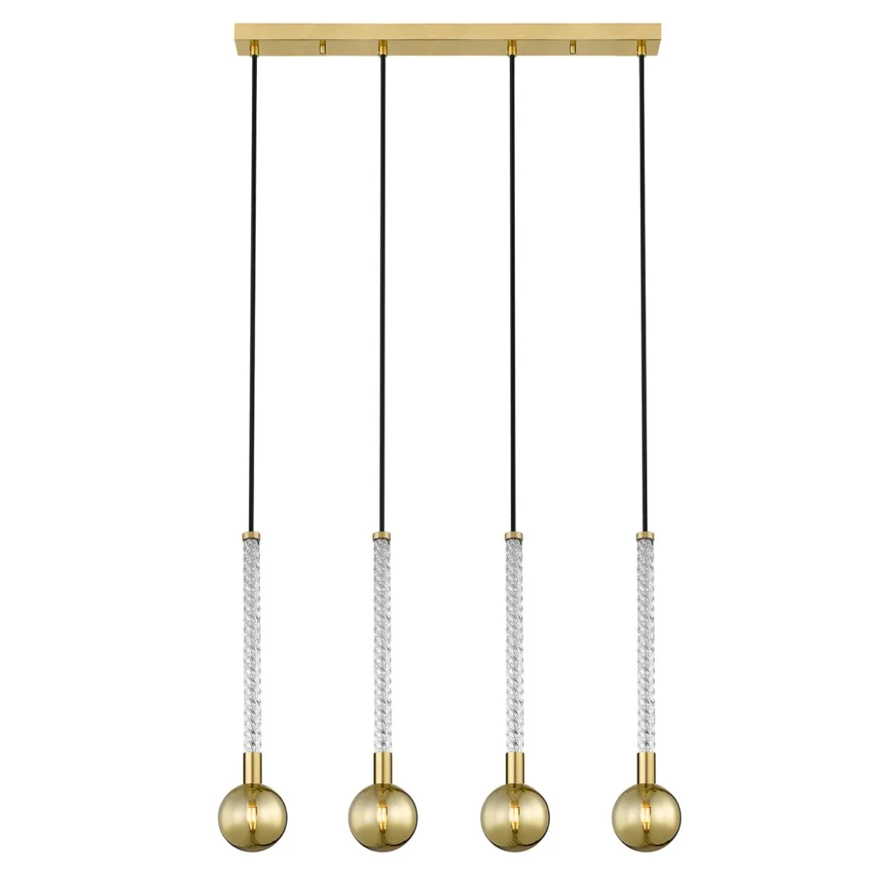 Lampa wisząca 4 kule listwa złota MIDA