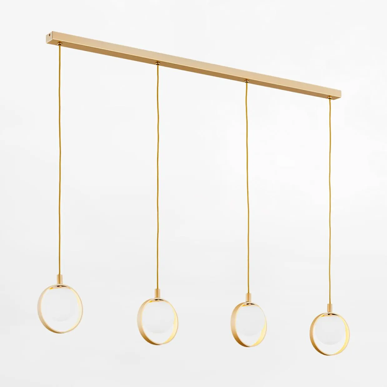 Lampa wisząca 4 kuliste klosze złota SATURNIA