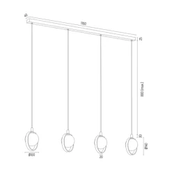 Lampa wisząca 4 kuliste klosze złota SATURNIA