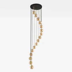 Lampa wisząca 16 kulistych kloszy złota AURORA