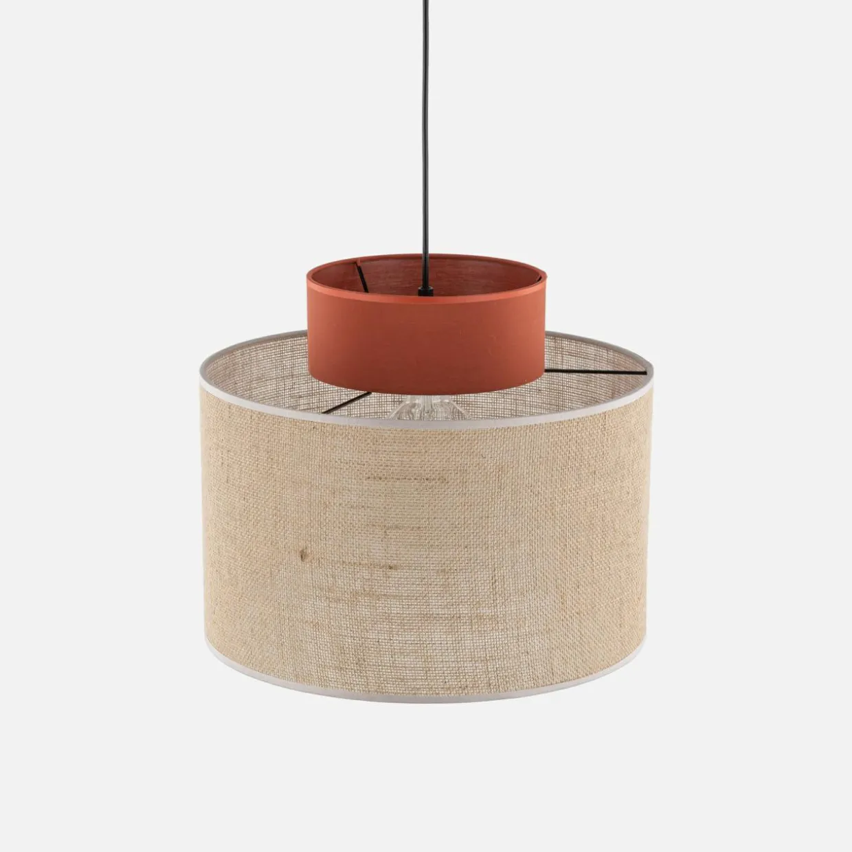 Lampa wisząca abażur DUO JUTA BROWN