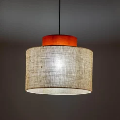 Lampa wisząca abażur DUO JUTA BROWN