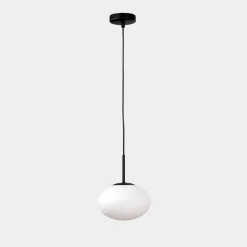 Lampa wisząca biały klosz biało-czarna UFO 20 cm