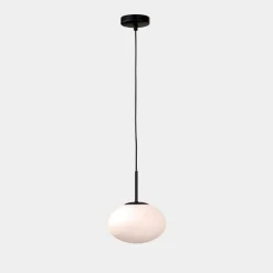 Lampa wisząca biały klosz biało-czarna UFO 20 cm