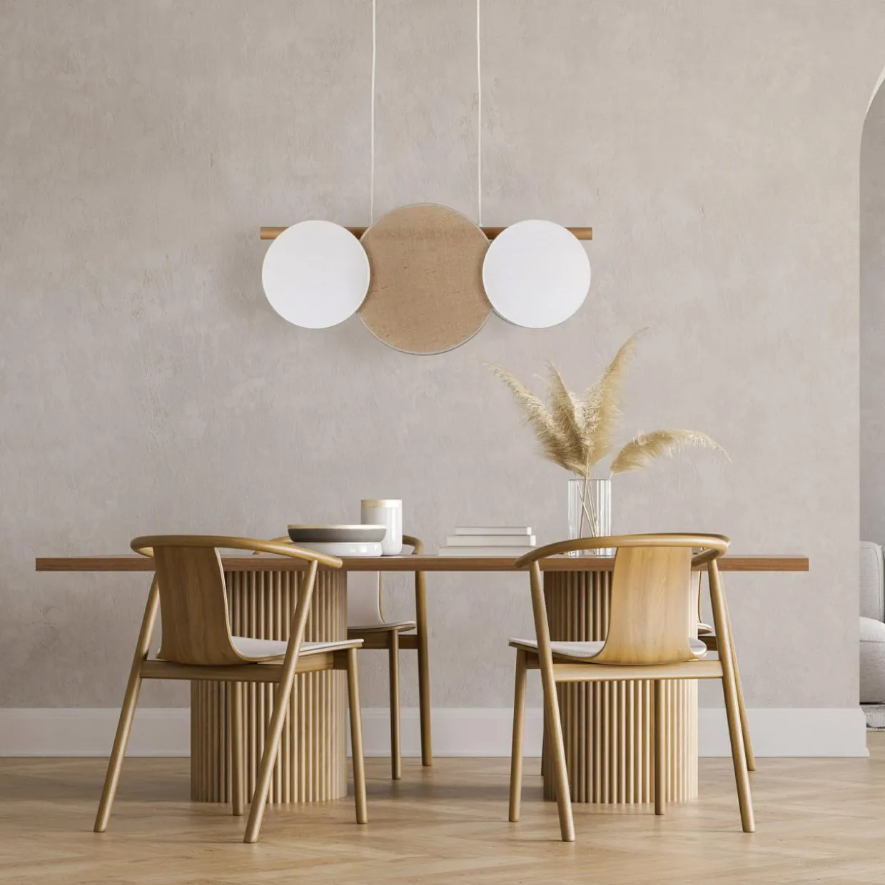 Lampa wisząca boho abażur juta biały PULSE