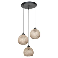 Lampa wisząca boho pleciona beżowo-czarna YUMAK 3