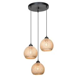 Lampa wisząca boho pleciona beżowo-czarna YUMAK 3