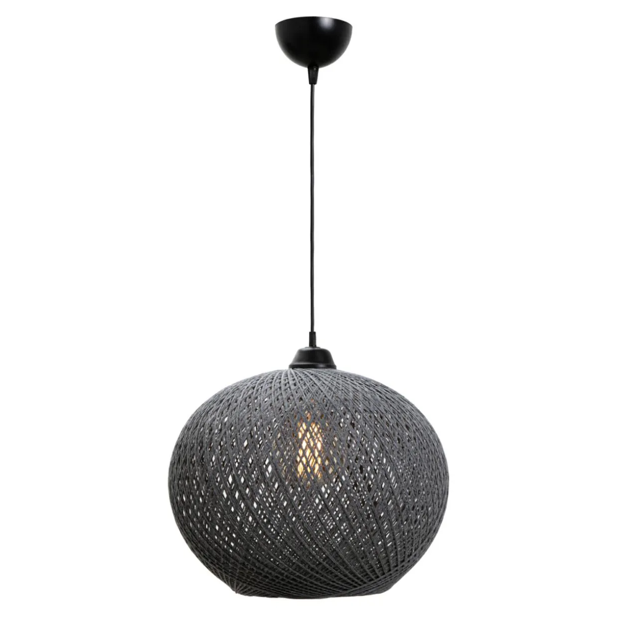 Lampa wisząca boho pleciona szara YUMAK