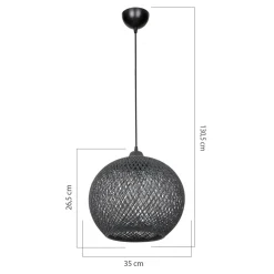 Lampa wisząca boho pleciona szara YUMAK