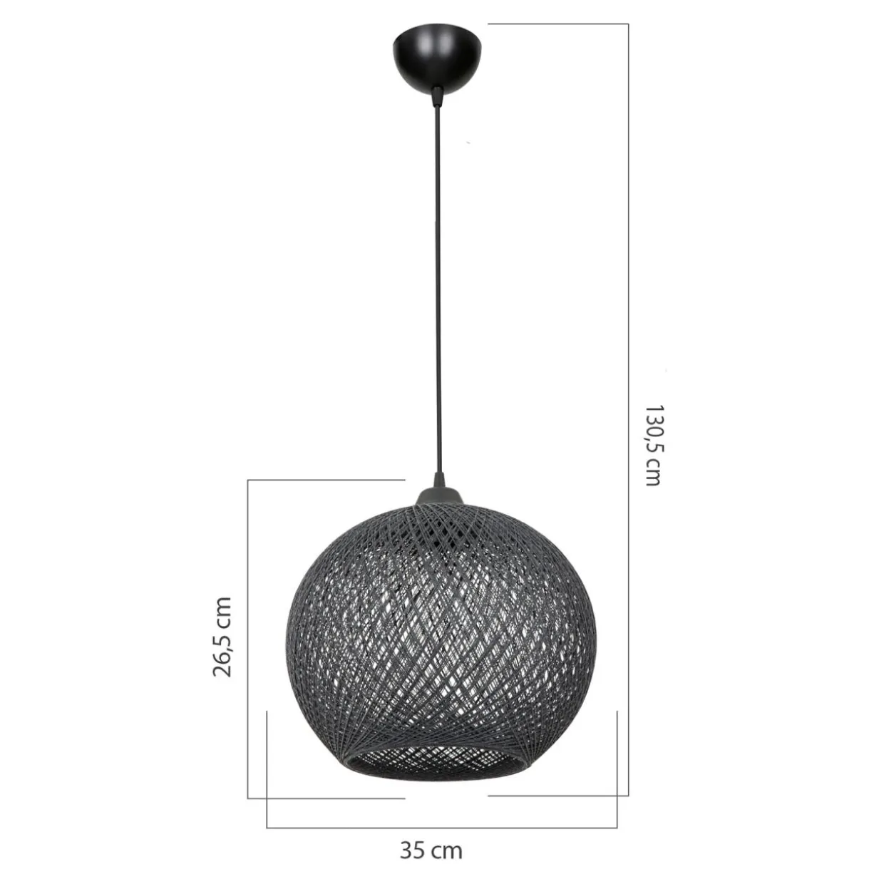 Lampa wisząca boho pleciona szara YUMAK