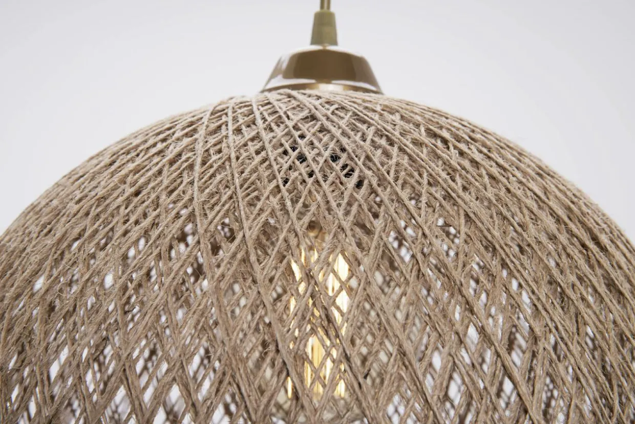 Lampa wisząca boho pleciona brązowa YUMAK 35 cm