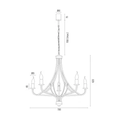 Lampa wisząca czarno-złota LORENZO 5