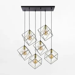 Lampa wisząca designerska czarno-złota ALAMBRE VI
