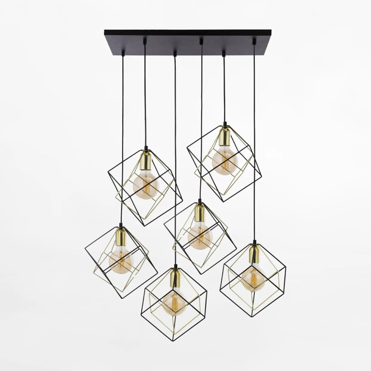 Lampa wisząca designerska czarno-złota ALAMBRE VI