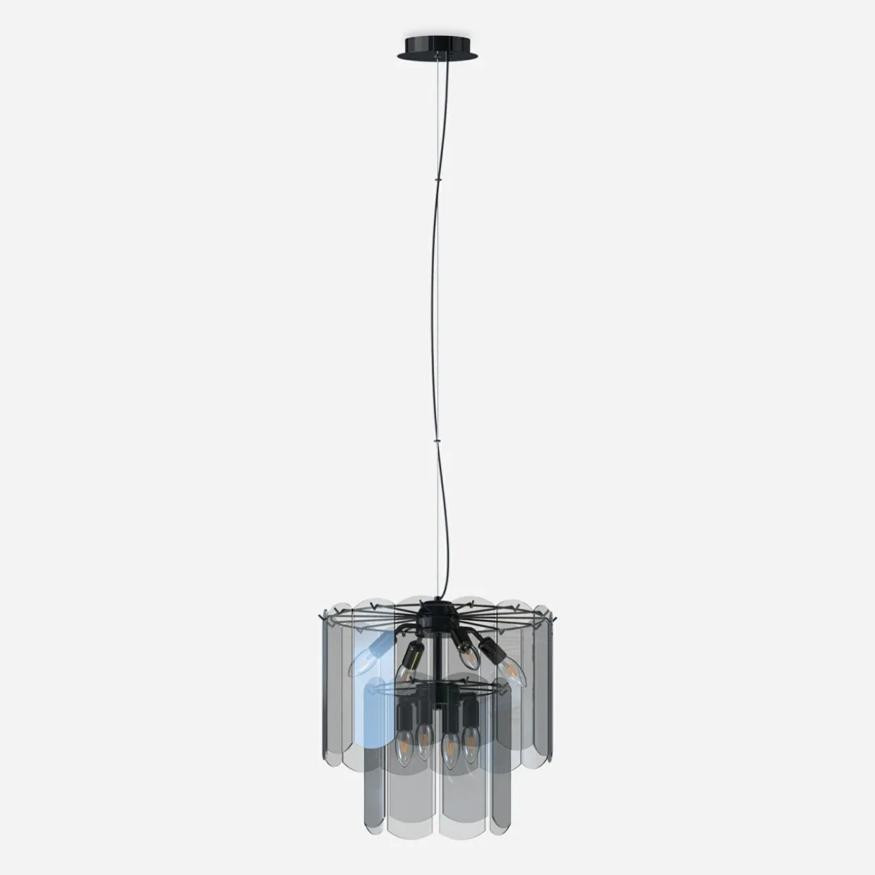 Lampa wisząca dymione szkło czarna NIRA φ43 cm