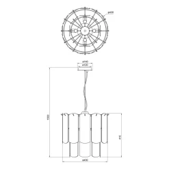Lampa wisząca dymione szkło czarna NIRA φ43 cm