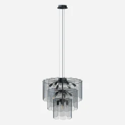 Lampa wisząca dymione szkło czarna NIRA φ56 cm