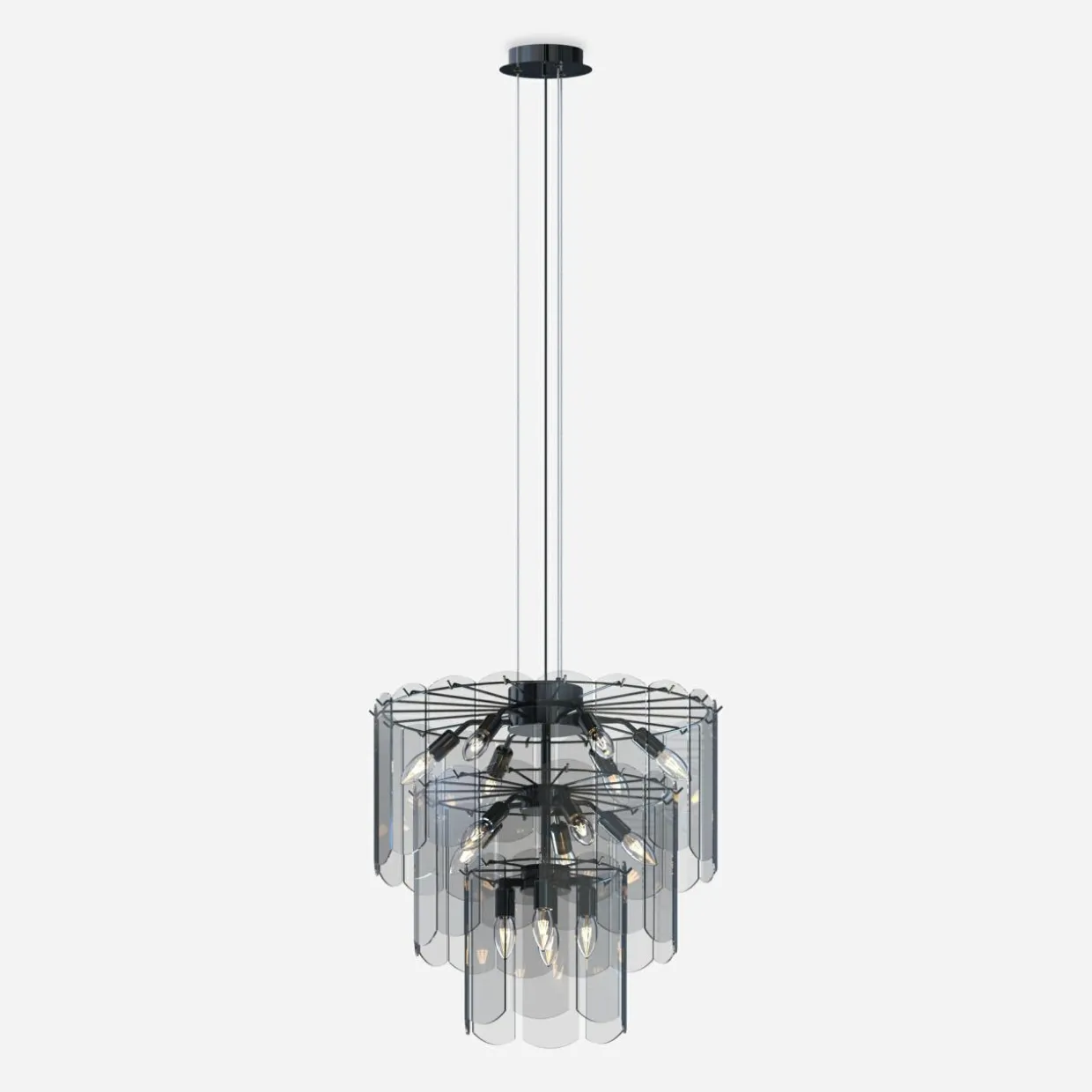 Lampa wisząca dymione szkło czarna NIRA φ56 cm