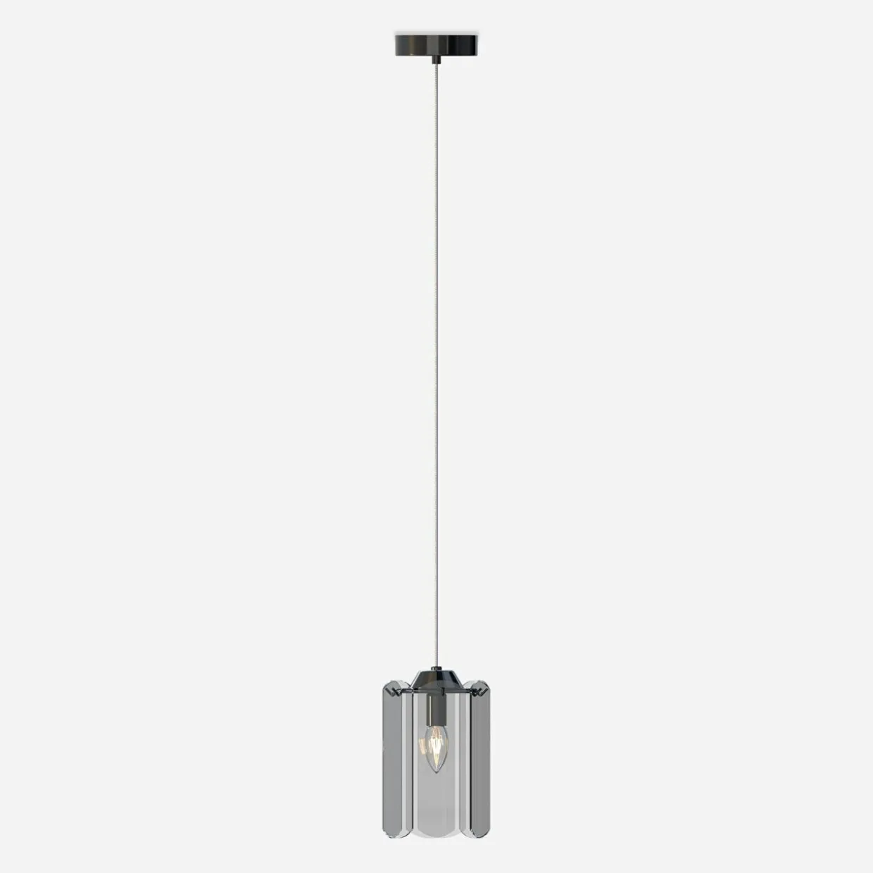 Lampa wisząca dymione szkło czarna NIRA φ16 cm