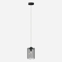 Lampa wisząca dymione szkło czarna NIRA φ16 cm