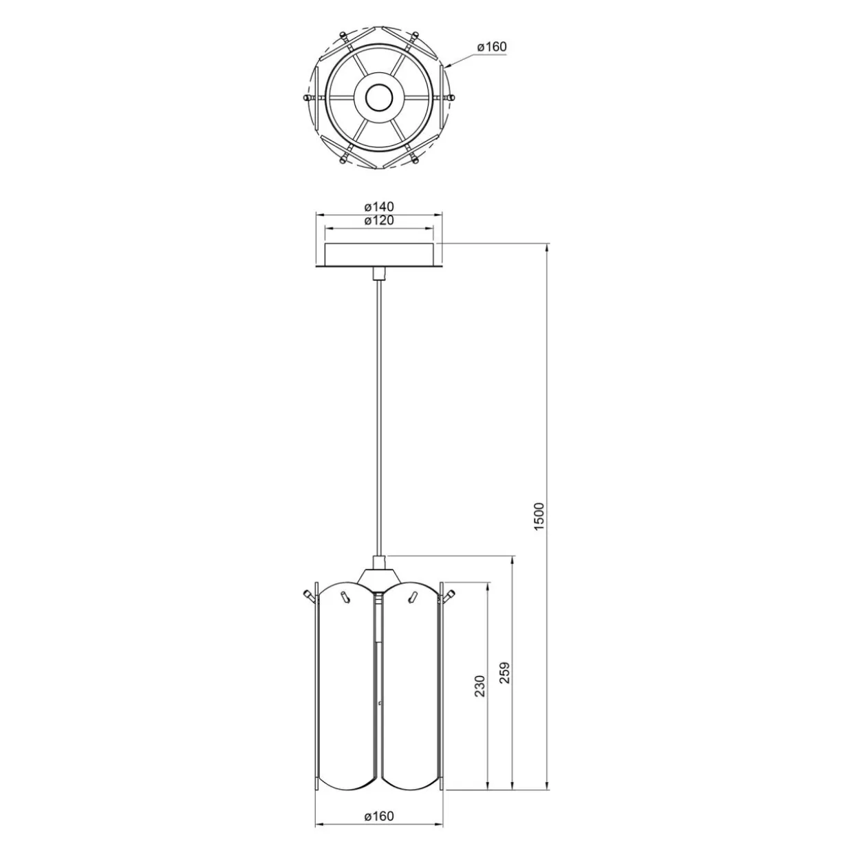 Lampa wisząca dymione szkło czarna NIRA φ16 cm