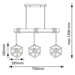 Lampa wisząca geometryczna 3-punktowa SWEDEN WOOD