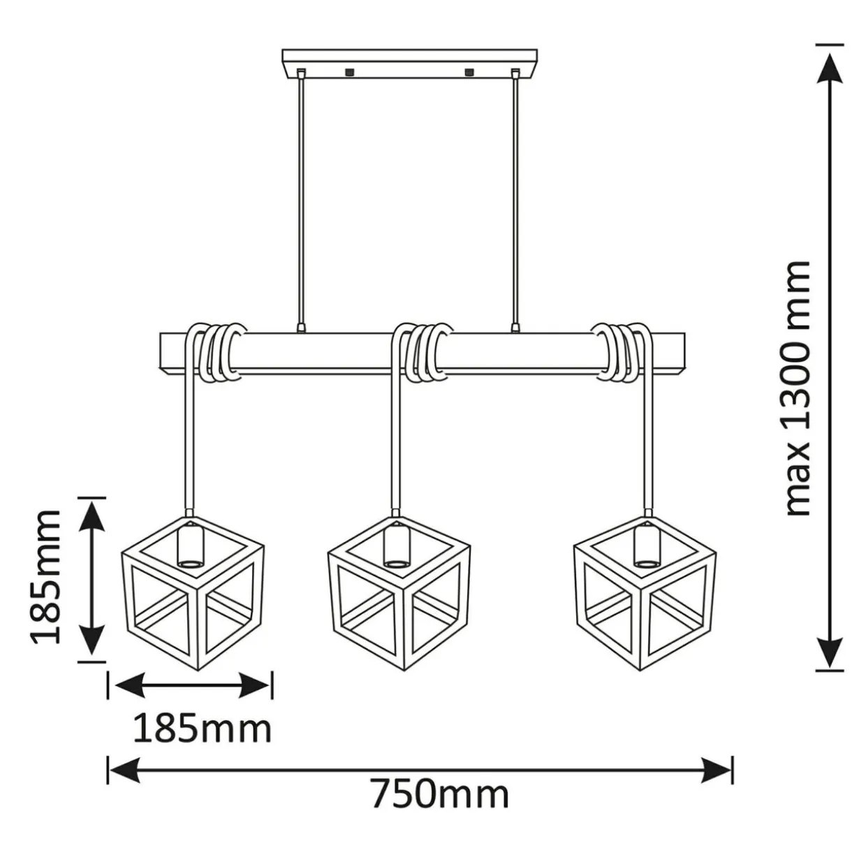 Lampa wisząca geometryczna 3-punktowa SWEDEN WOOD