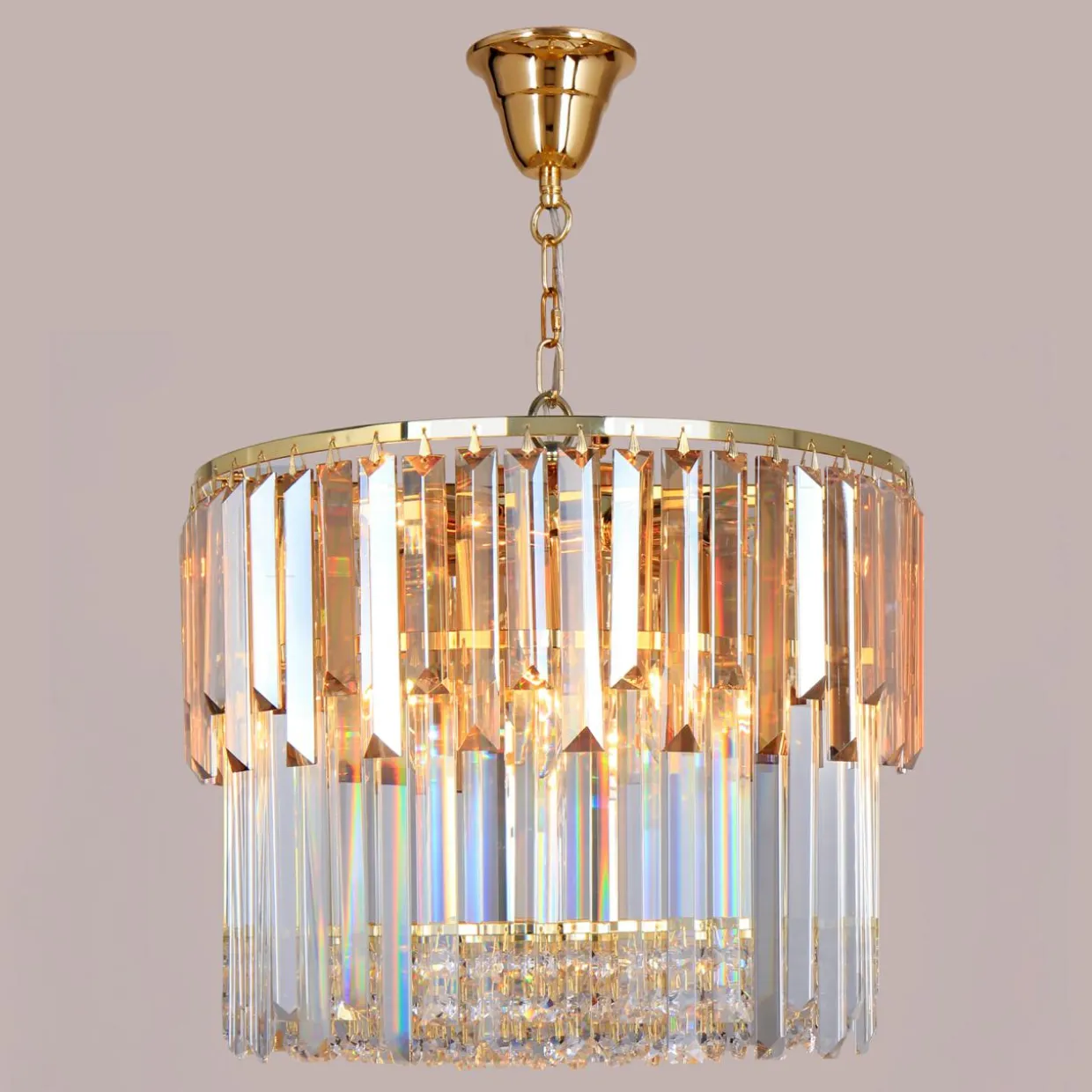 Lampa wisząca glamour złota CAMILLE 40 cm