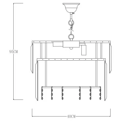 Lampa wisząca glamour złota CAMILLE 40 cm